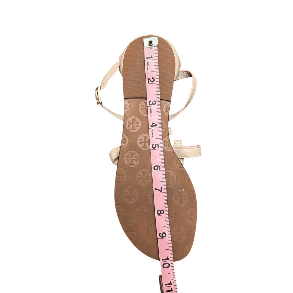 Tory Burch Phoebe Blush Leather Flat Thong Ankle Strap Sandals Sz 8 - Picture 15 of 16